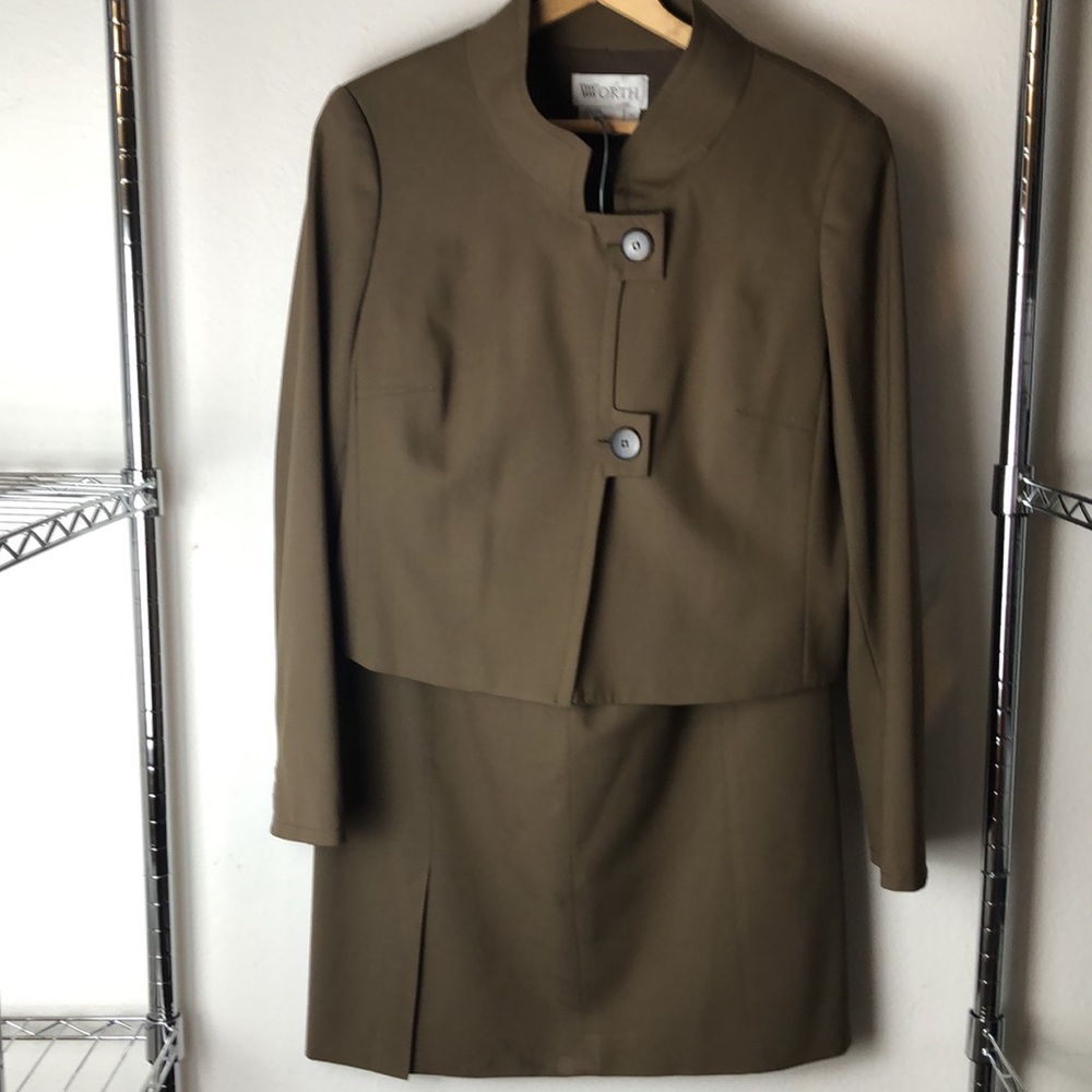 WORTH Dark Olive Green Suit.